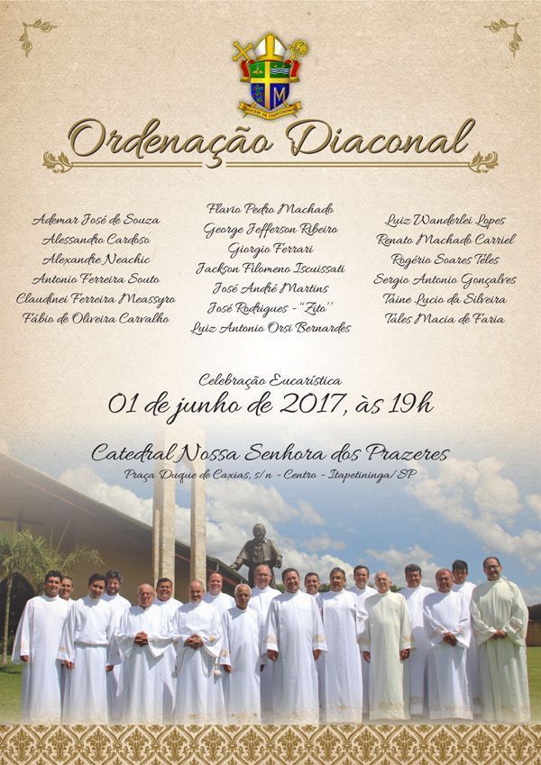 No dia 11 de maio, começou Ordenação dos candidatos ao diaconato na diocese de Itapetininga, SP (Brasil)