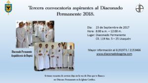 Tercera convocatoria aspirantes al Diaconado Permanente en Bogotá, Colombia, 2018.