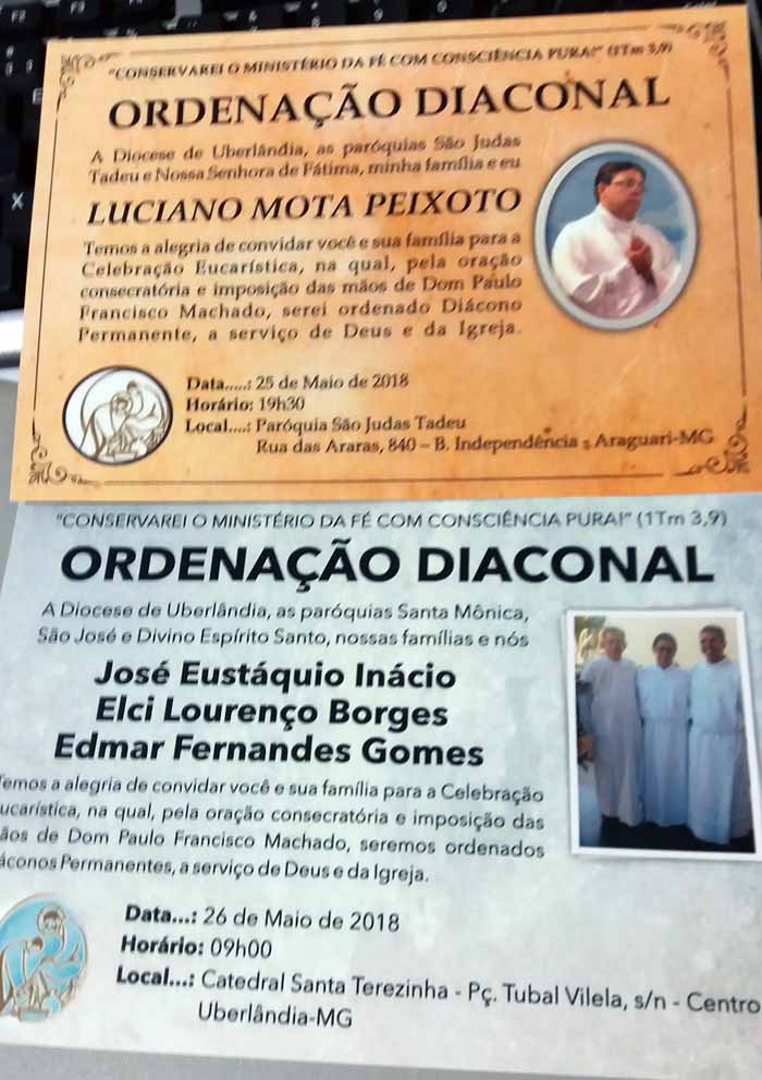 Diocese de Uberlândia, Brasil,  ganha 4 novos diáconos permanentes