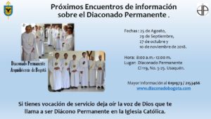 Archidiócesis de Bogotá, Colombia: próximos encuentros de información sobre el diaconado