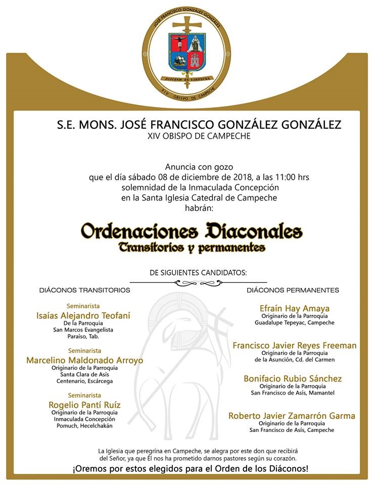 Diocesis de Campeche, México, cuatro nuevos diáconos permanentes