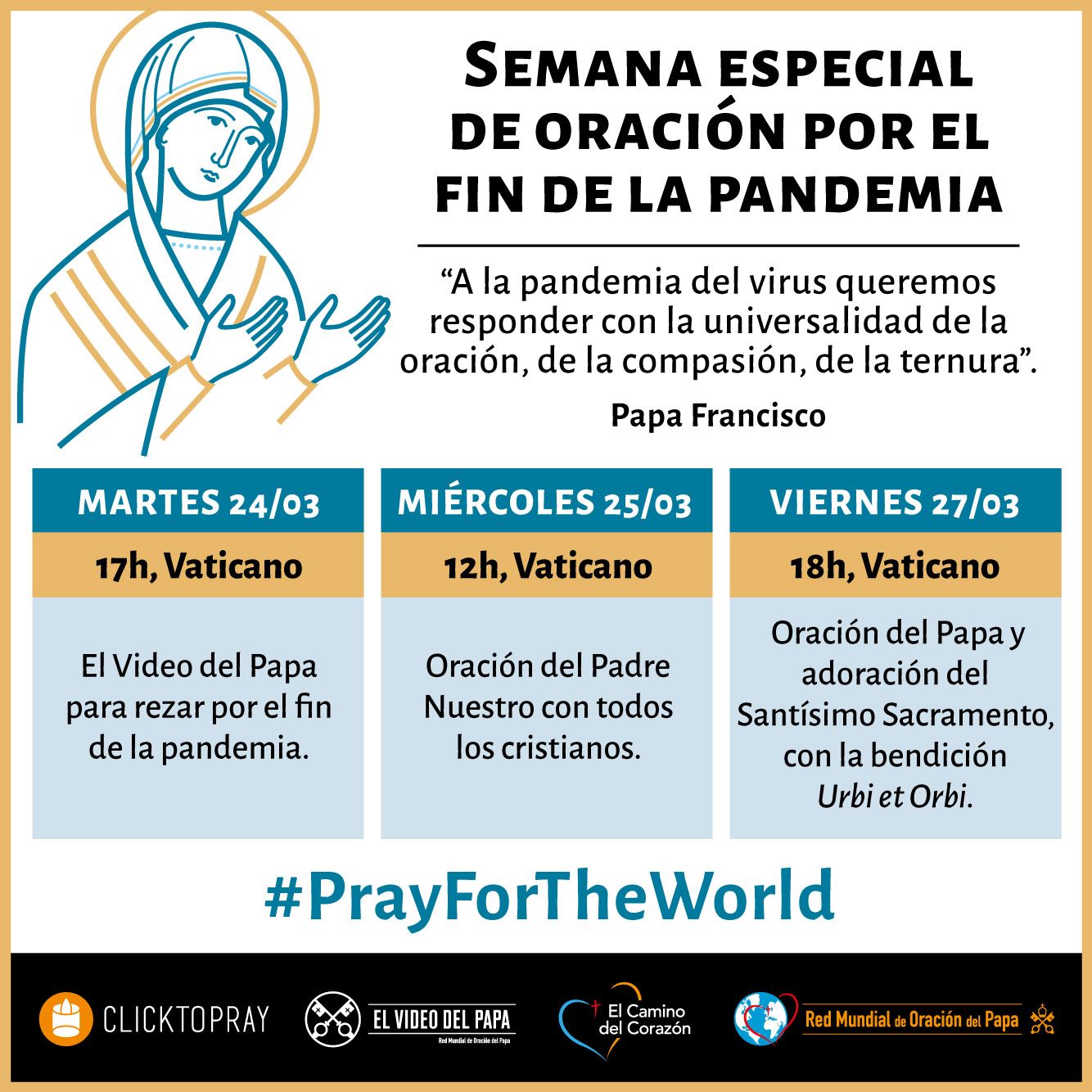 Semana especial de oración por el fin de la pandemia, hoy día 24