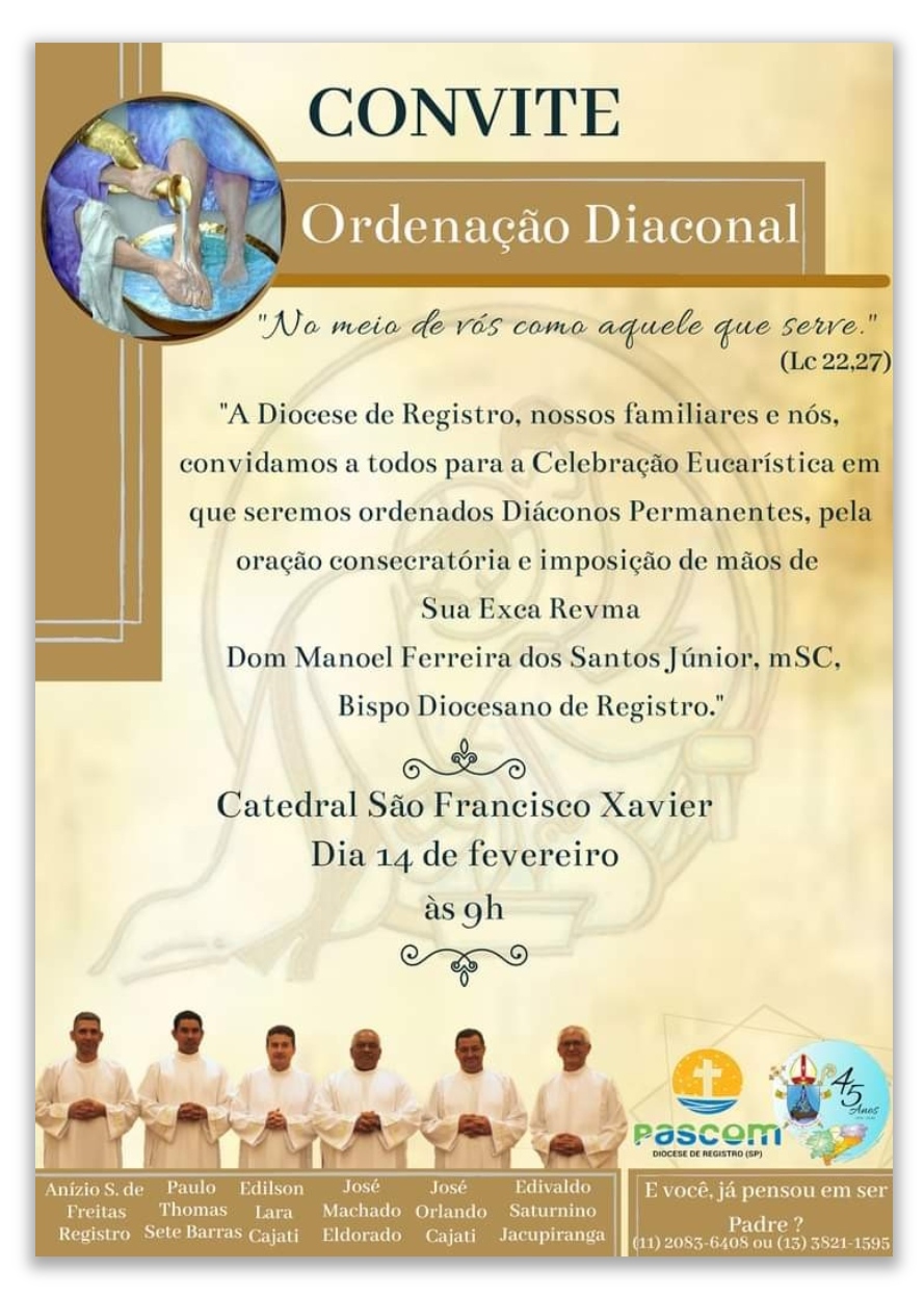 Diocese de Registro (SP. Brasil) terá seus primeiros Diáconos Permanentes