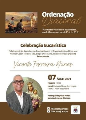 Convite de Ordenação Diaconal permanente da Diocese de São José dos Campos (SP, Brasil)