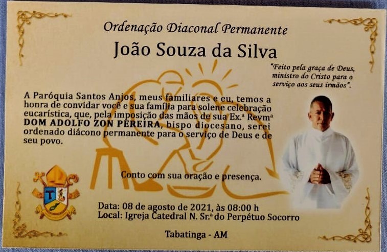 Convite de Ordenações da Diocese de Alto Solimões (AM, Brasil)