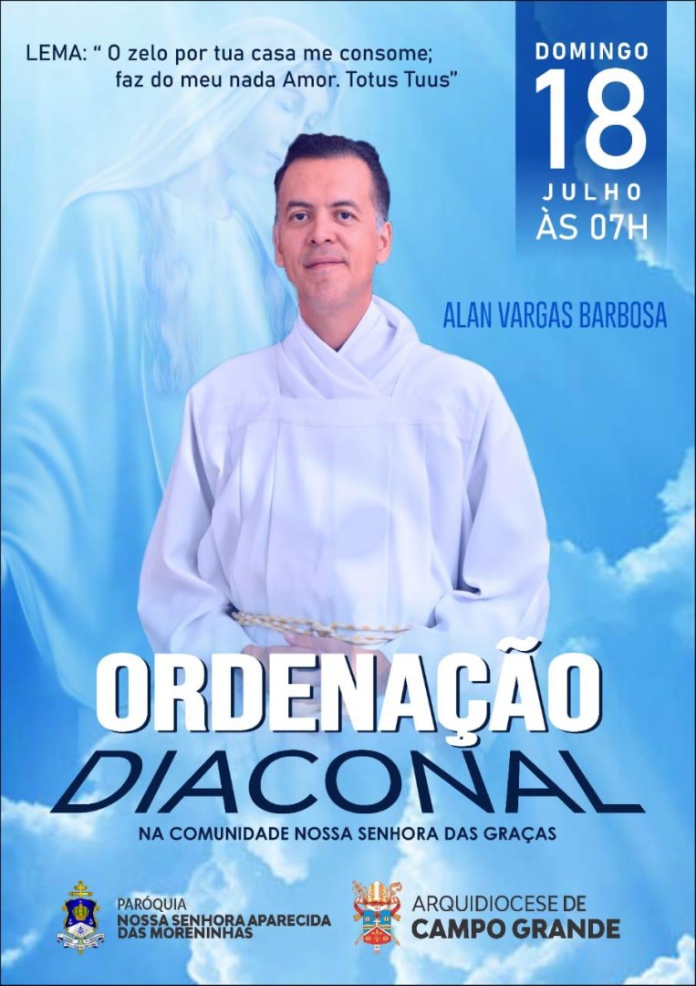 Convite de Ordenação Diaconal da Arquidiocese de Campo Grande (MS, Brasil)
