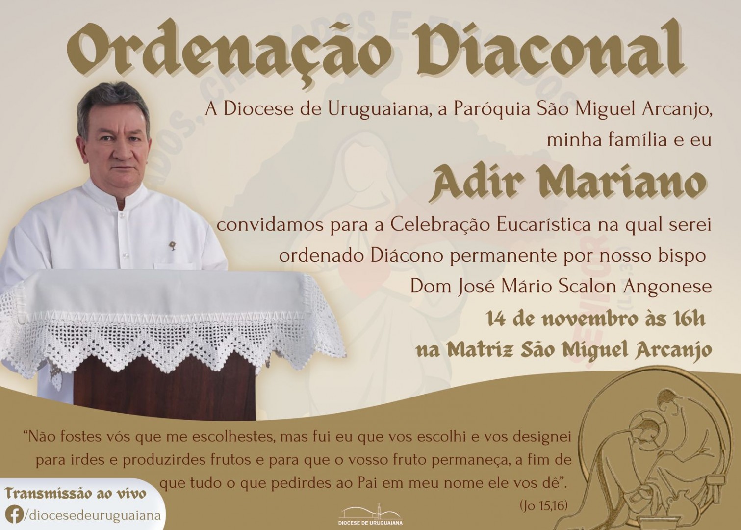 Convite de ordenação Diaconal da Diocese de Uruguaiana (RS, Brasil)