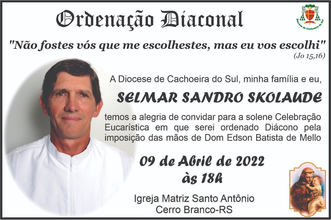 CONVITES DE ORDENAÇÕES DIACONAIS DA CRD SUL 3, BRASIL